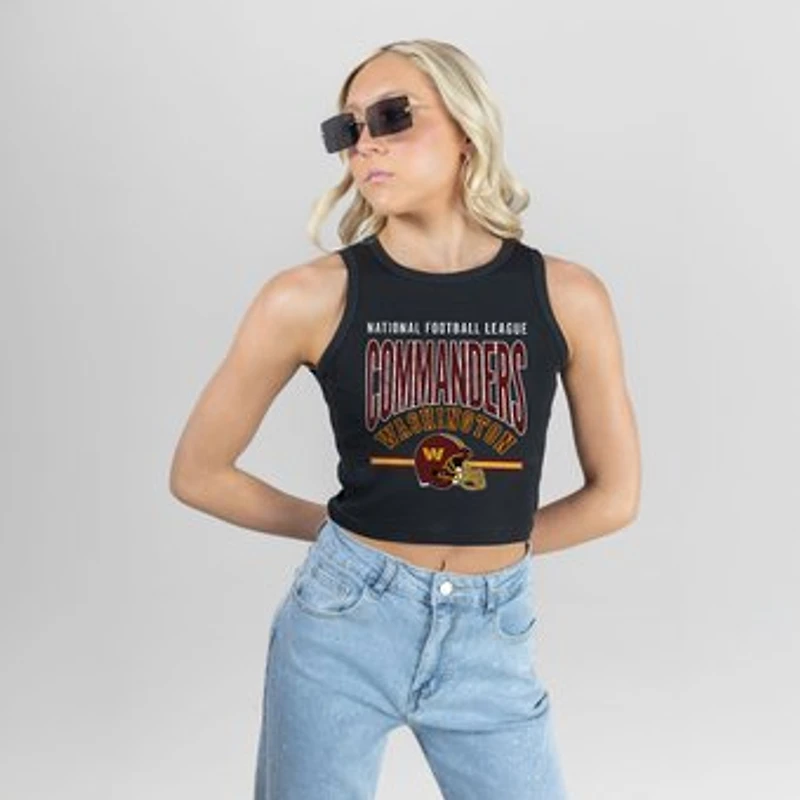 Women's Gameday Couture Black Washington Commanders Mic Drop Essential Ribbed Crop Tank Top