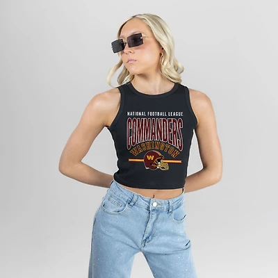 Women's Gameday Couture Black Washington Commanders Mic Drop Essential Ribbed Crop Tank Top