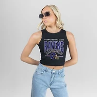 Women's Gameday Couture Black Baltimore Ravens Mic Drop Essential Ribbed Crop Tank Top