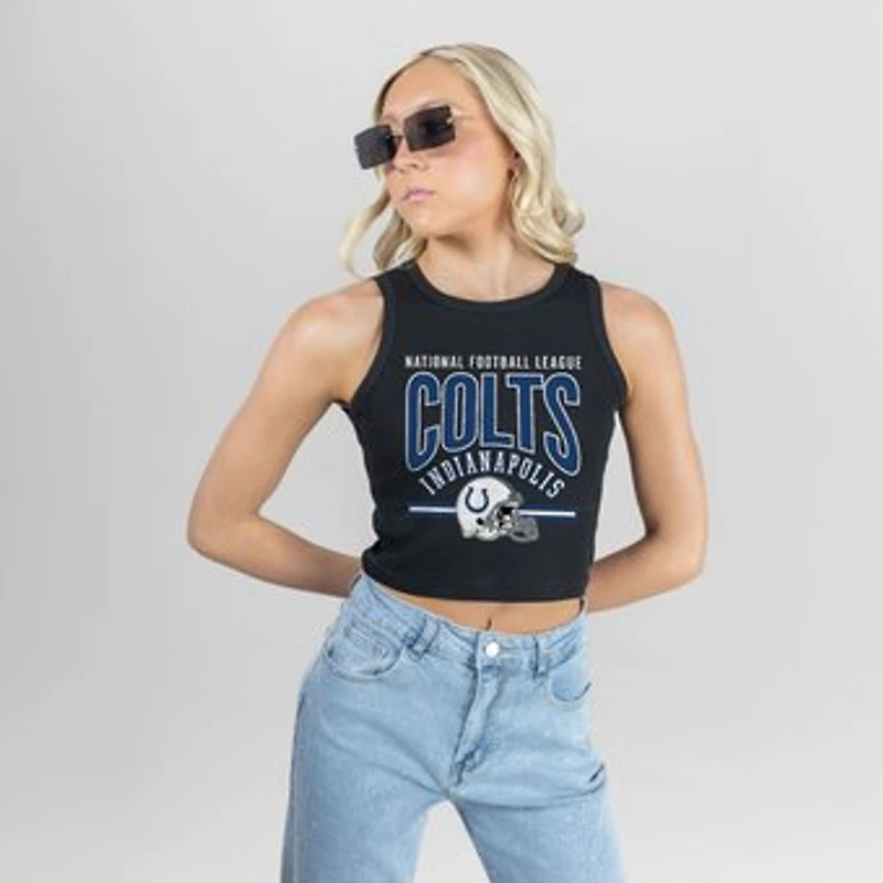 Women's Gameday Couture Black Indianapolis Colts Mic Drop Essential Ribbed Crop Tank Top
