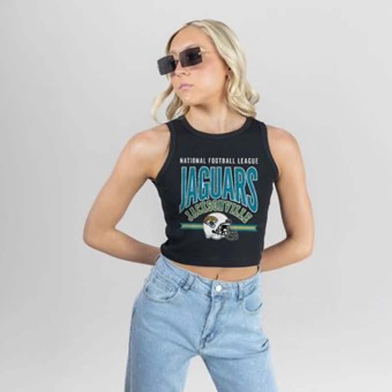 Women's Gameday Couture Black Jacksonville Jaguars Mic Drop Essential Ribbed Crop Tank Top
