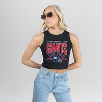 Women's Gameday Couture Black New York Giants Mic Drop Essential Ribbed Crop Tank Top