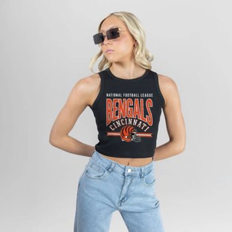 Women's Gameday Couture Black Cincinnati Bengals Mic Drop Essential Ribbed Crop Tank Top