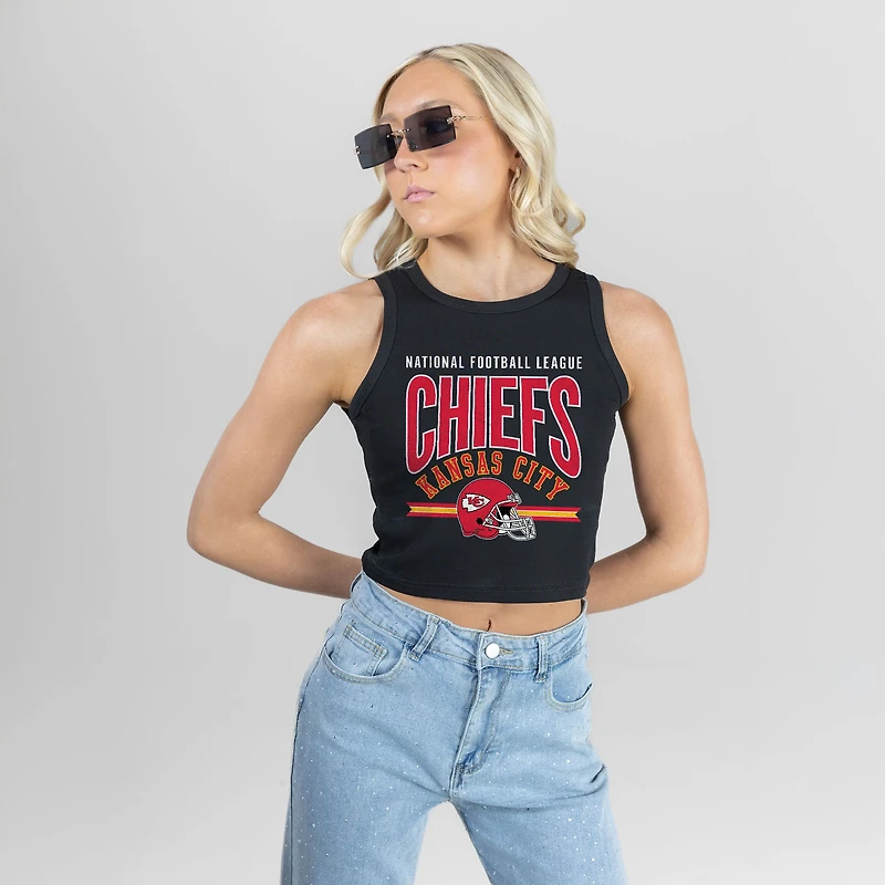 Women's Gameday Couture Black Kansas City Chiefs Mic Drop Essential Ribbed Crop Tank Top