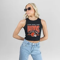 Women's Gameday Couture Black Cleveland Browns Mic Drop Essential Ribbed Crop Tank Top