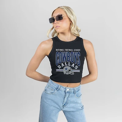 Women's Gameday Couture Black Dallas Cowboys Mic Drop Essential Ribbed Crop Tank Top