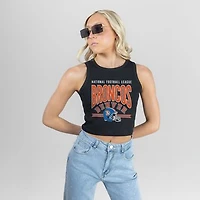 Women's Gameday Couture Black Denver Broncos Mic Drop Essential Ribbed Crop Tank Top