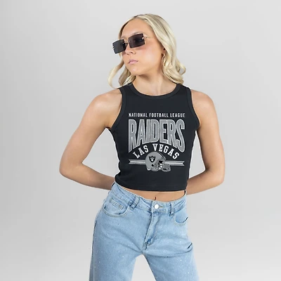 Women's Gameday Couture Black Las Vegas Raiders Mic Drop Essential Ribbed Crop Tank Top