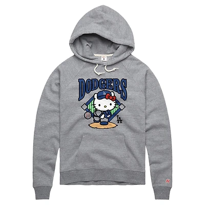 Women's Homage  Gray Hello Kitty x Los Angeles Dodgers Pitch Tri-Blend Hoodie