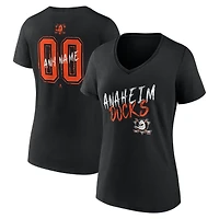 Women's Black Anaheim Ducks Hustle Personalized Name & Number V-Neck T-Shirt
