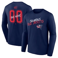 Men's Navy Columbus Blue Jackets  Hustle Personalized Name & Number Long Sleeve T-Shirt