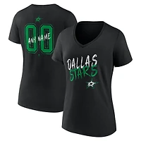 Women's Black Dallas Stars Hustle Personalized Name & Number V-Neck T-Shirt
