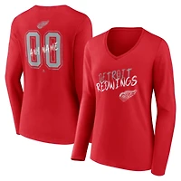 Women's Red Detroit Red Wings Hustle Personalized Name & Number Long Sleeve V-Neck T-Shirt