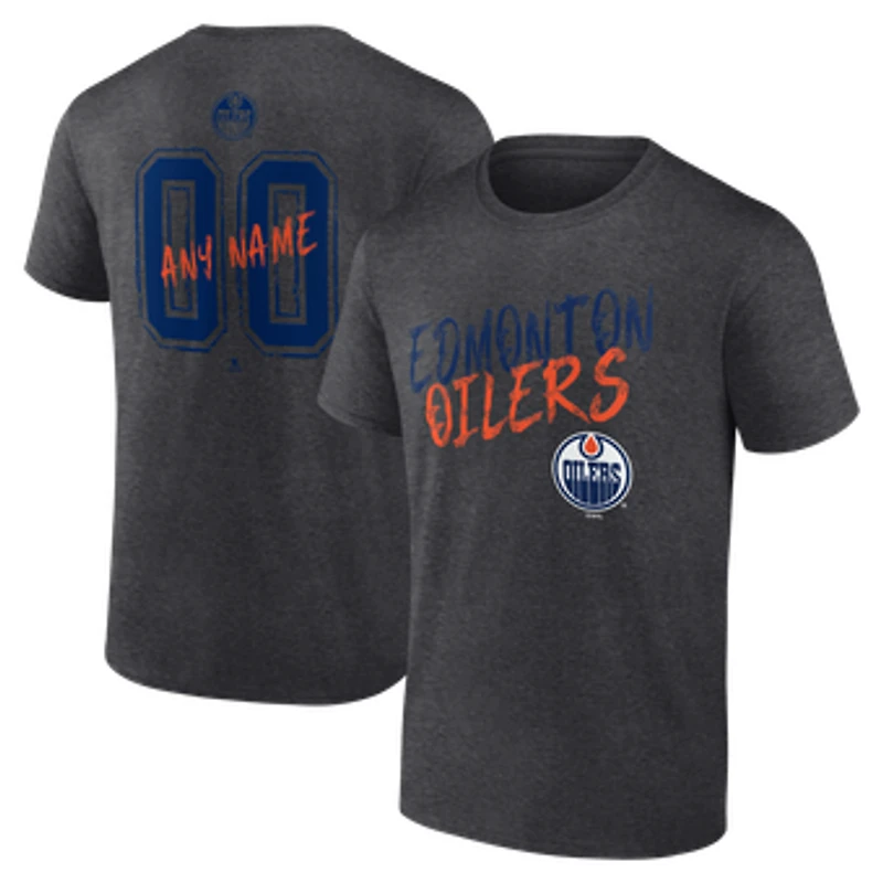 Men's Charcoal Edmonton Oilers  Hustle Personalized Name & Number T-Shirt