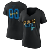 Women's Black St. Louis Blues Hustle Personalized Name & Number V-Neck T-Shirt