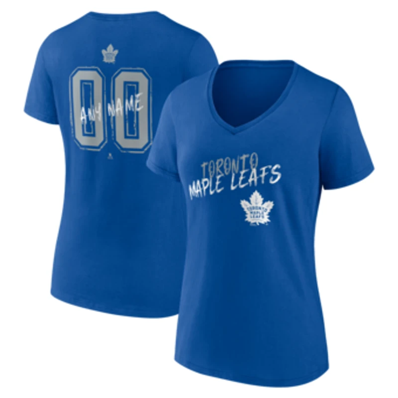 Women's Blue Toronto Maple Leafs Hustle Personalized Name & Number V-Neck T-Shirt