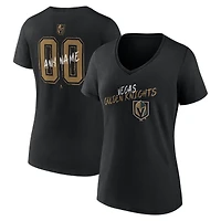 Women's Black Vegas Golden Knights Hustle Personalized Name & Number V-Neck T-Shirt