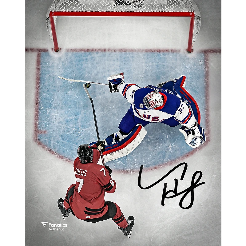 Connor Hellebuyck Team USA Autographed 8" x 10" 2026 Winter Olympics Gold Medal Winner Photograph