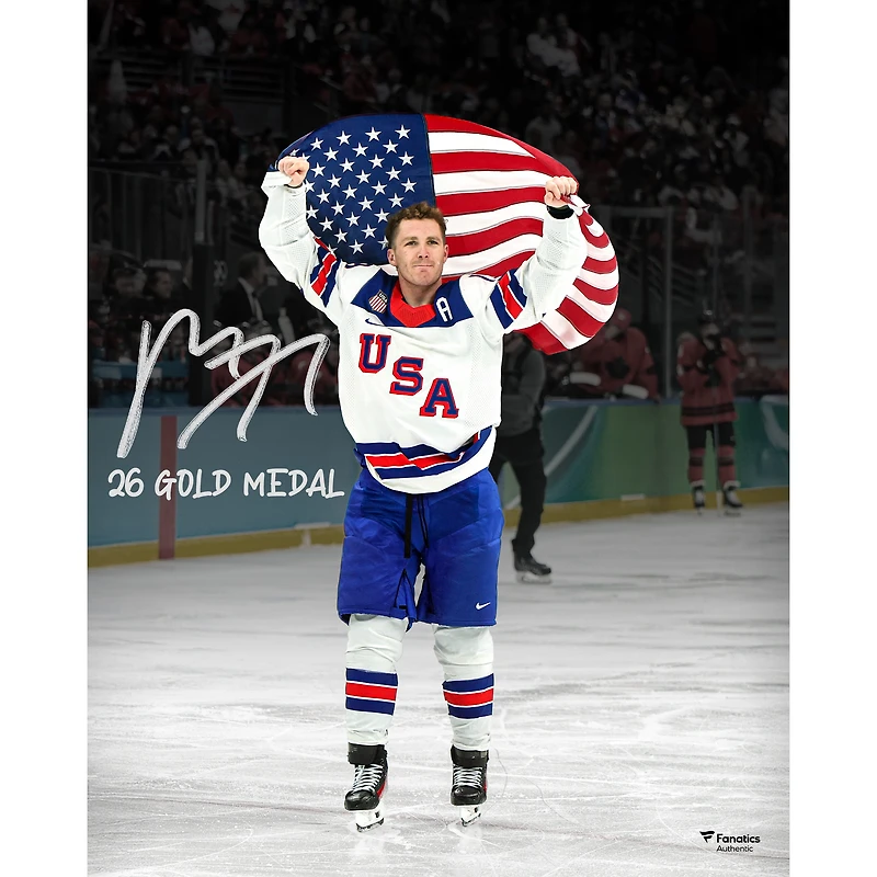 Matthew Tkachuk Team USA Autographed 16" x 20" 2026 Winter Olympics Gold Medal Winner Photograph with "26 Gold Medal" Inscription