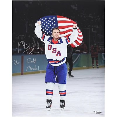 Matthew Tkachuk Team USA Autographed 16" x 20" 2026 Winter Olympics Gold Medal Winner Photograph with "26 Gold Medal" Inscription