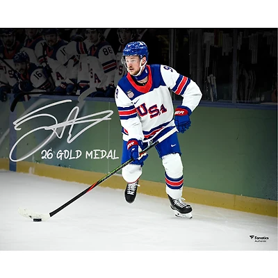 Jack Eichel Team USA Autographed 16" x 20" 2026 Winter Olympics Gold Medal Winner Photograph with "26 Gold Medal" Inscription
