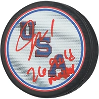 Jeremy Swayman Team USA Autographed 2026 Winter Olympics Hockey Puck with "26 Gold Medal" Inscription