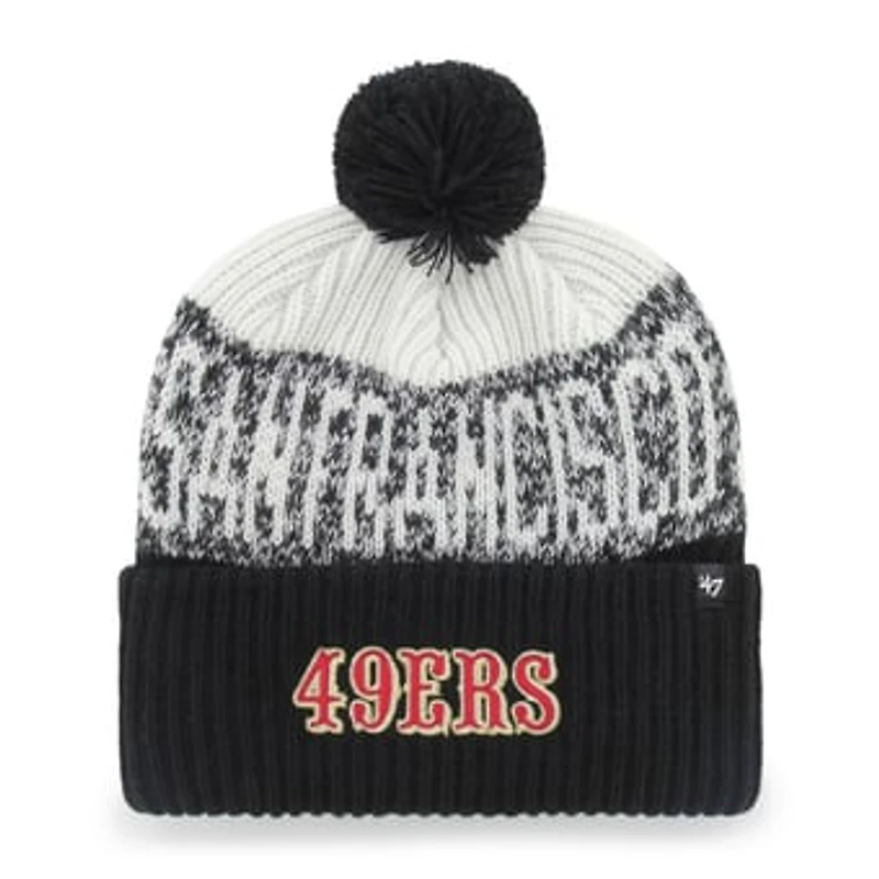 Men's '47 Black San Francisco 49ers Rivalries Collection Bone Chill Cuffed Pom Knit Hat