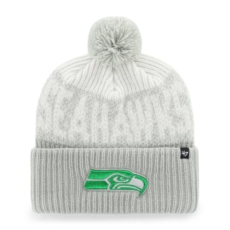 Men's '47 Gray Seattle Seahawks Rivalries Collection Bone Chill Cuffed Pom Knit Hat