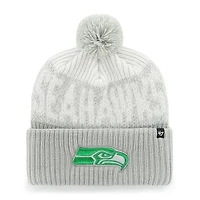 Men's '47 Gray Seattle Seahawks Rivalries Collection Bone Chill Cuffed Pom Knit Hat