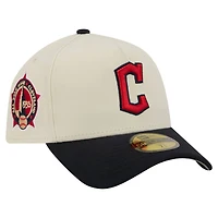 Men's New Era  Cream Cleveland Guardians Chrome A-Frame 59FORTY Fitted Hat