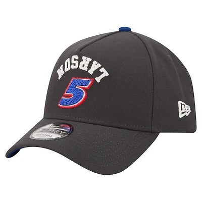 Men's New Era  Black Kyle Larson Upside-Down Chain Stitch A-Frame 9FORTY Adjustable Hat