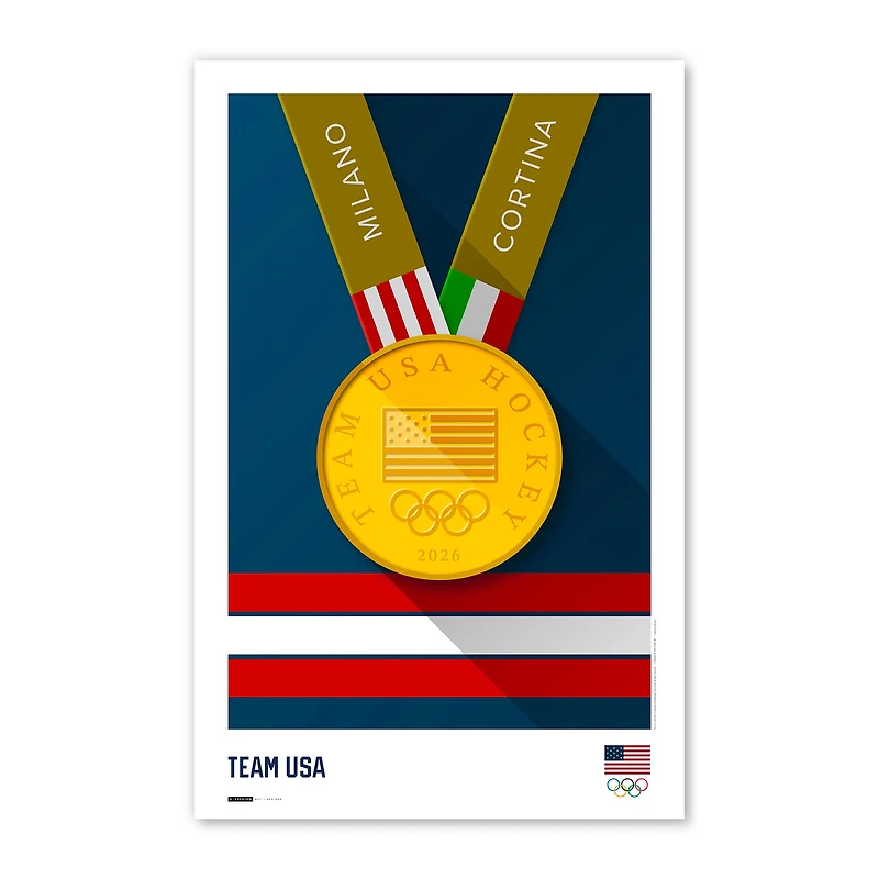S. Preston Art & Designs Men's USA Hockey 2026 Winter Olympics 11" x 17" Gold Medal Minimalist Poster Print