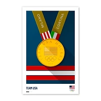 S. Preston Art & Designs Men's USA Hockey 2026 Winter Olympics 11" x 17" Gold Medal Minimalist Poster Print
