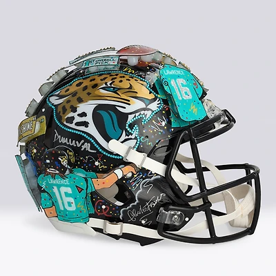 Trevor Lawrence Jacksonville Jaguars Autographed Riddell Speed Authentic Helmet with "Duuuval" Inscription - Art by Charles Fazzino - NF70444311