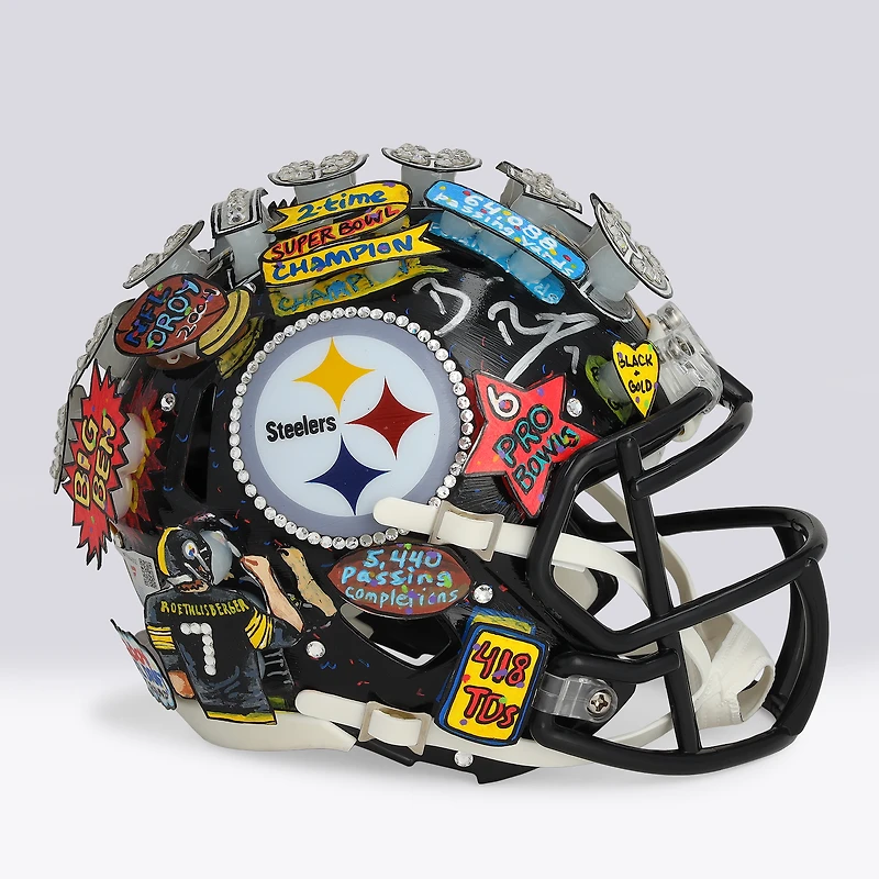 Ben Roethlisberger Pittsburgh Steelers Autographed Riddell Speed Mini Helmet  - Art by Charles Fazzino - NF70444312