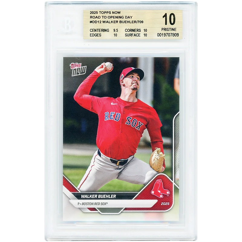 Walker Buehler Boston Red Sox 2025 Topps Now Road to Opening Day #OD-12 BGS Authenticated 10 Card - 9.5,10,10,10 Subgrades