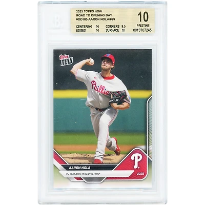 Aaron Nola Philadelphia Phillies 2025 Topps Now Road to Opening Day #OD-185 BGS Authenticated 10 Card - 10,9.5,10,10 Subgrades