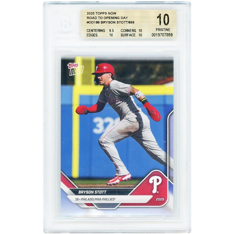 Bryson Stott Philadelphia Phillies 2025 Topps Now Road to Opening Day #OD-186 BGS Authenticated 10 Card - 9.5,10,10,10 Subgrades
