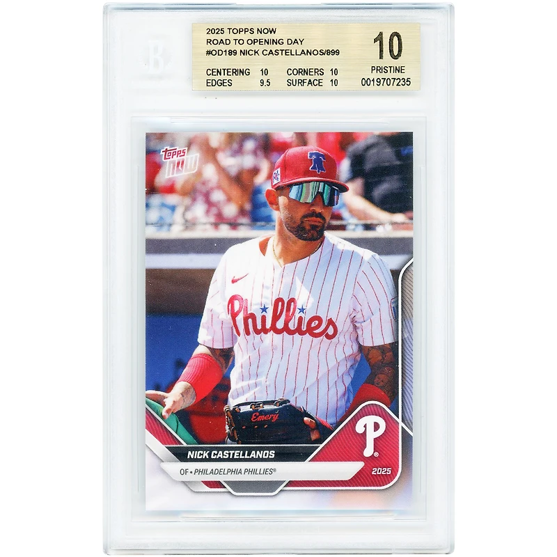 Nick Castellanos Philadelphia Phillies 2025 Topps Now Road to Opening Day #OD-189 BGS Authenticated 10 Card - 10,10,9.5,10 Subgrades