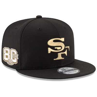 Men's New Era Black San Francisco 49ers 80th Anniversary 9FIFTY Snapback Hat
