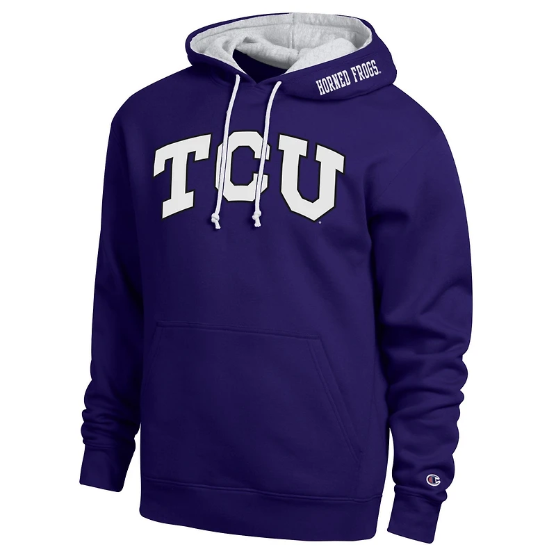 Men's Champion Purple TCU Horned Frogs Arch Tackle Twill Hoodie