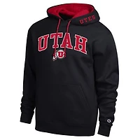 Men's Champion  Black Utah Utes Arch Tackle Twill Hoodie