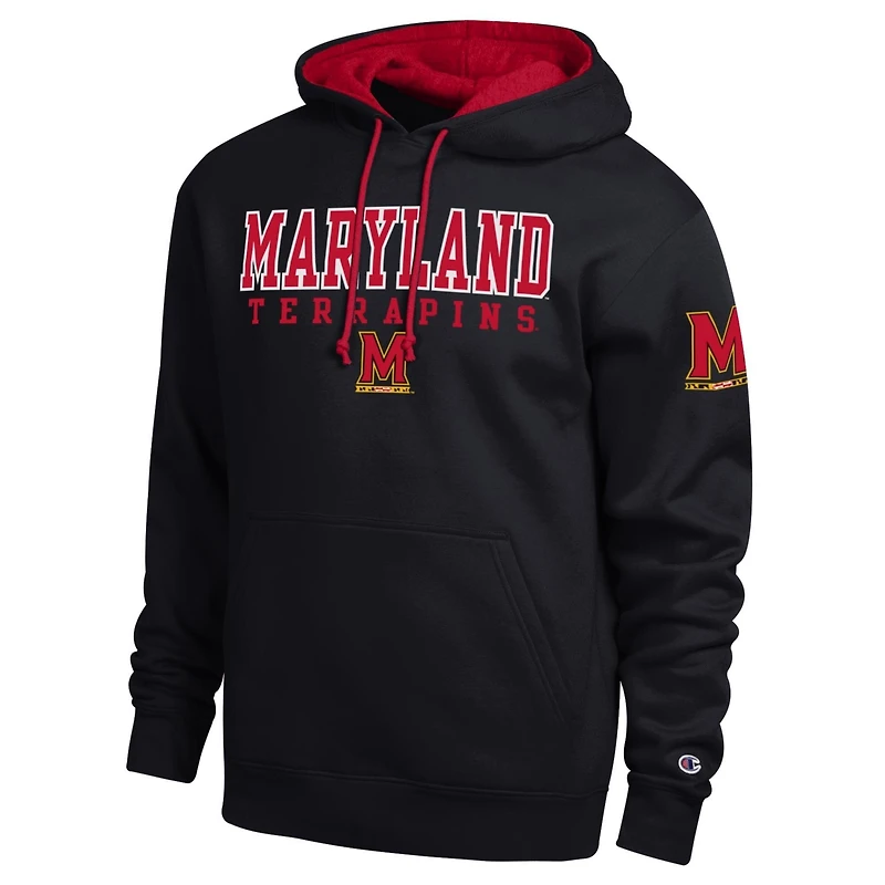 Men's Champion Black Maryland Terrapins Contrast Hoodie