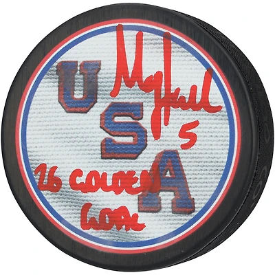 Megan Keller Team USA Autographed 2026 Winter Olympics Hockey Puck with "26 Golden Goal" Inscription