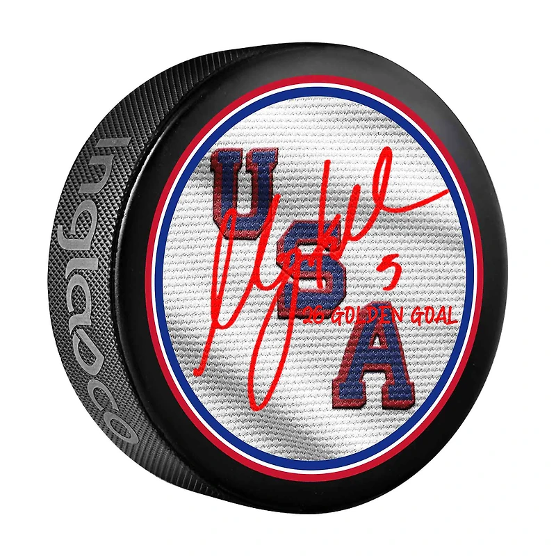 Megan Keller Team USA Autographed 2026 Winter Olympics Hockey Puck with "26 Golden Goal" Inscription