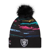 Women's New Era Black Las Vegas Raiders 2026 NFL Crucial Catch Cuffed Knit Hat with Pom