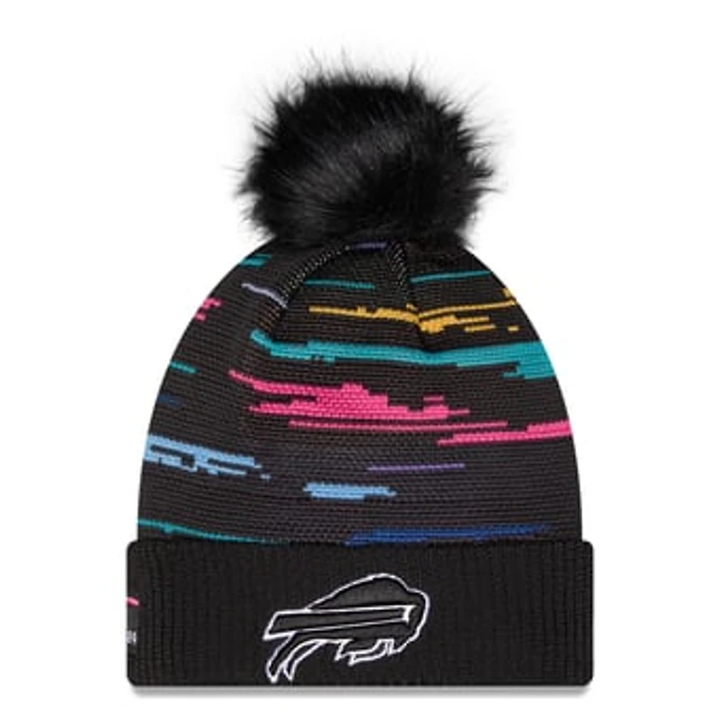Women's New Era Black Buffalo Bills 2026 NFL Crucial Catch Cuffed Knit Hat with Pom