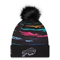 Women's New Era Black Buffalo Bills 2026 NFL Crucial Catch Cuffed Knit Hat with Pom
