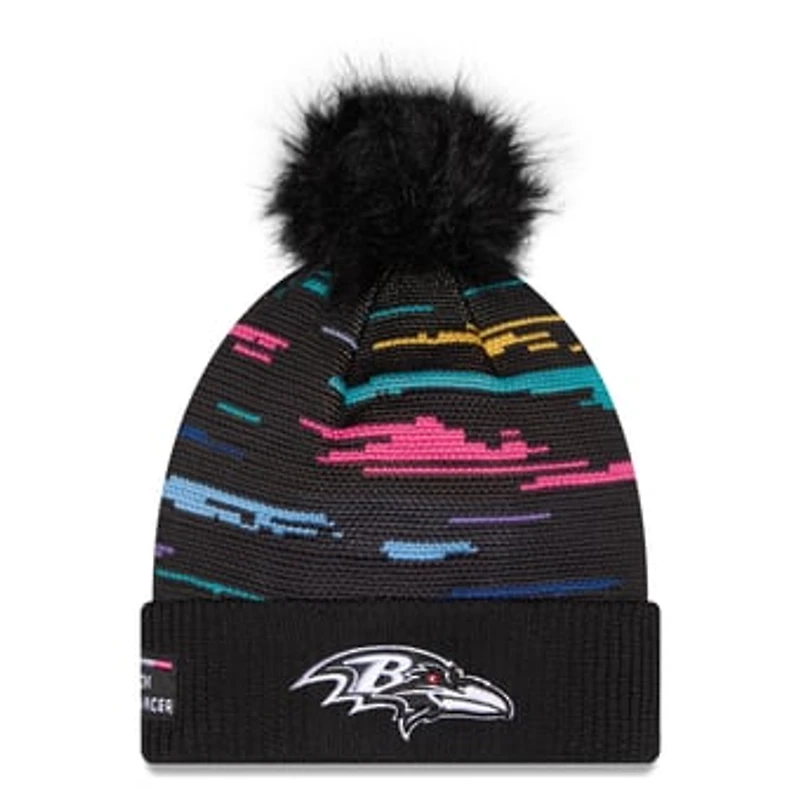 Women's New Era Black Baltimore Ravens 2026 NFL Crucial Catch Cuffed Knit Hat with Pom