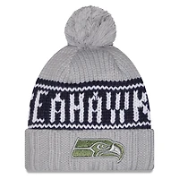 Women's New Era Gray Seattle Seahawks Rivalries Collection Cuffed Knit Hat with Pom